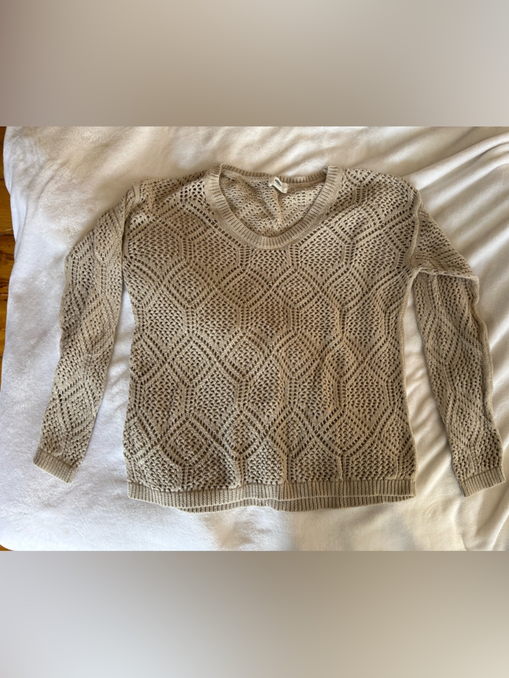 Old Navy Open-Knit Crochet Sweater in Tan